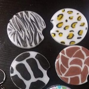 Animal Print Design Car Coasters